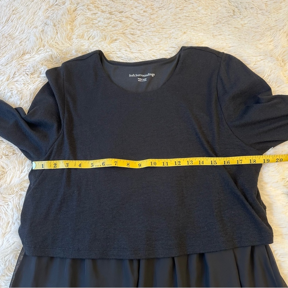 Soft Surroundings Black Maxi Dress Women’s Large Petite Chiffon Long Sleeve - Picture 3 of 7